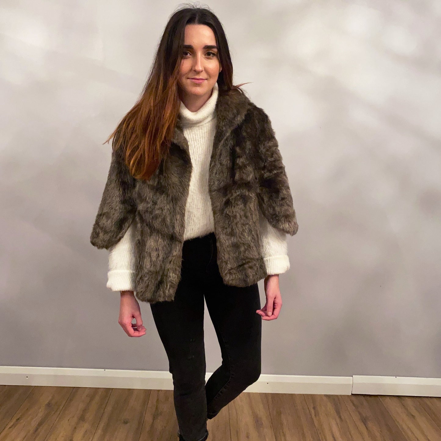 Brown faux fur vintage jacket