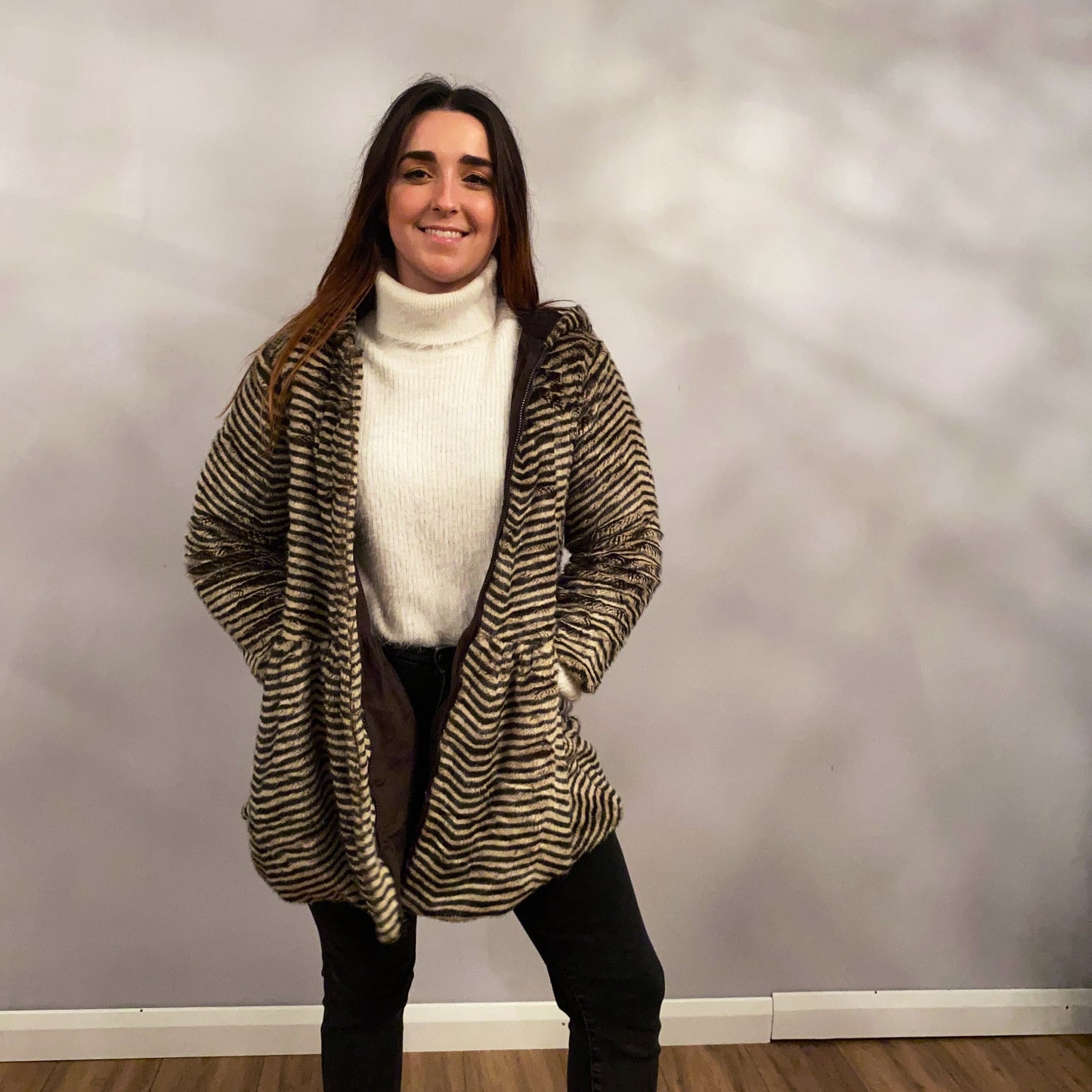 Brown faux fur vintage jacket