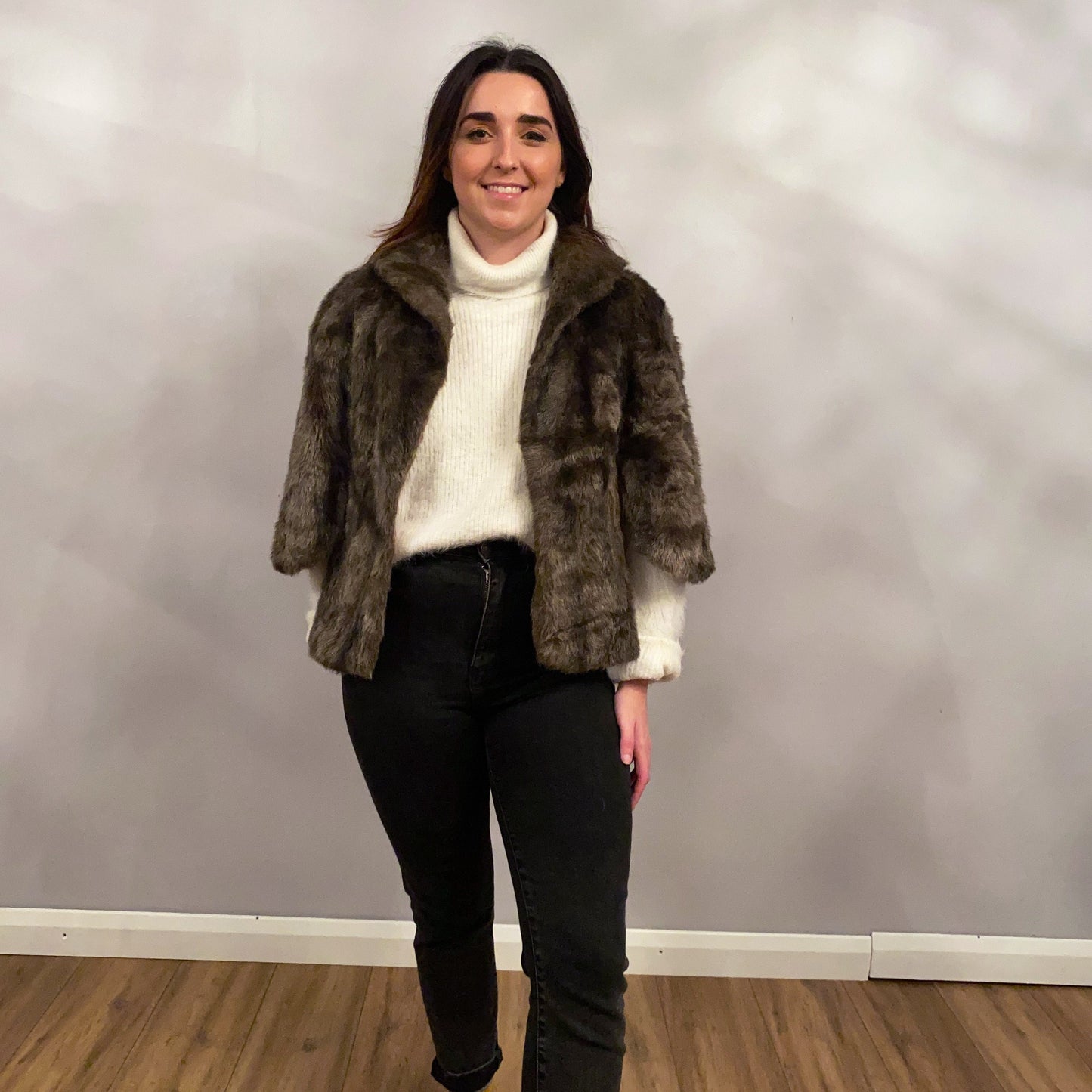 Brown faux fur vintage jacket