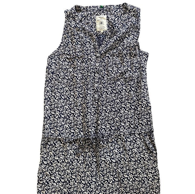 Vintage floral 80s style sleeveless jumpsuit with tie waist