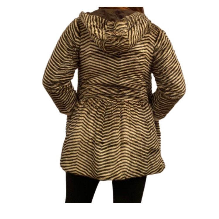 Beige faux fur vintage hooded jacket