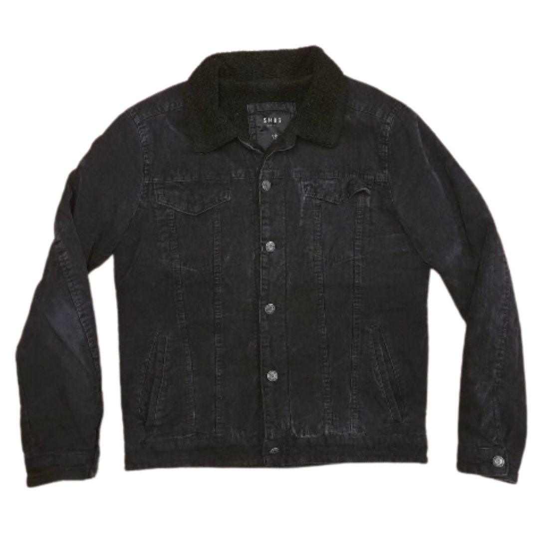 mens black fleece lined denim jacket