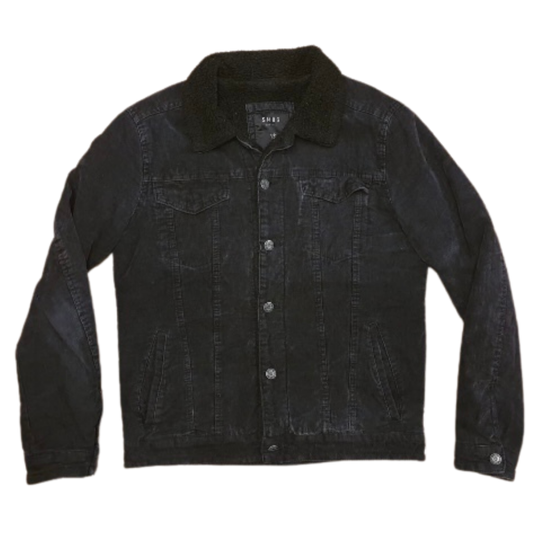 Black denim jacket with fleece shop lining