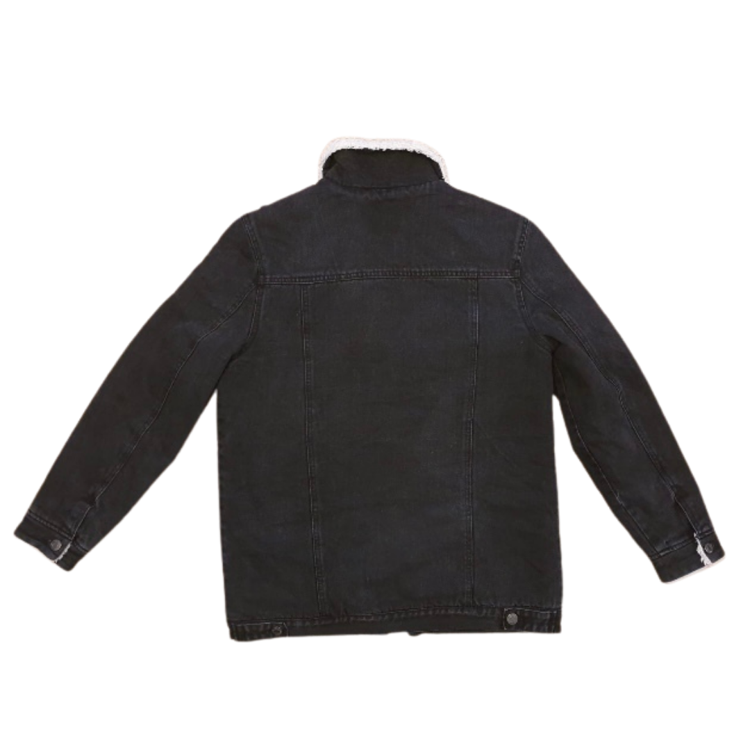Black Fleece Lined Vintage Denim Jacket