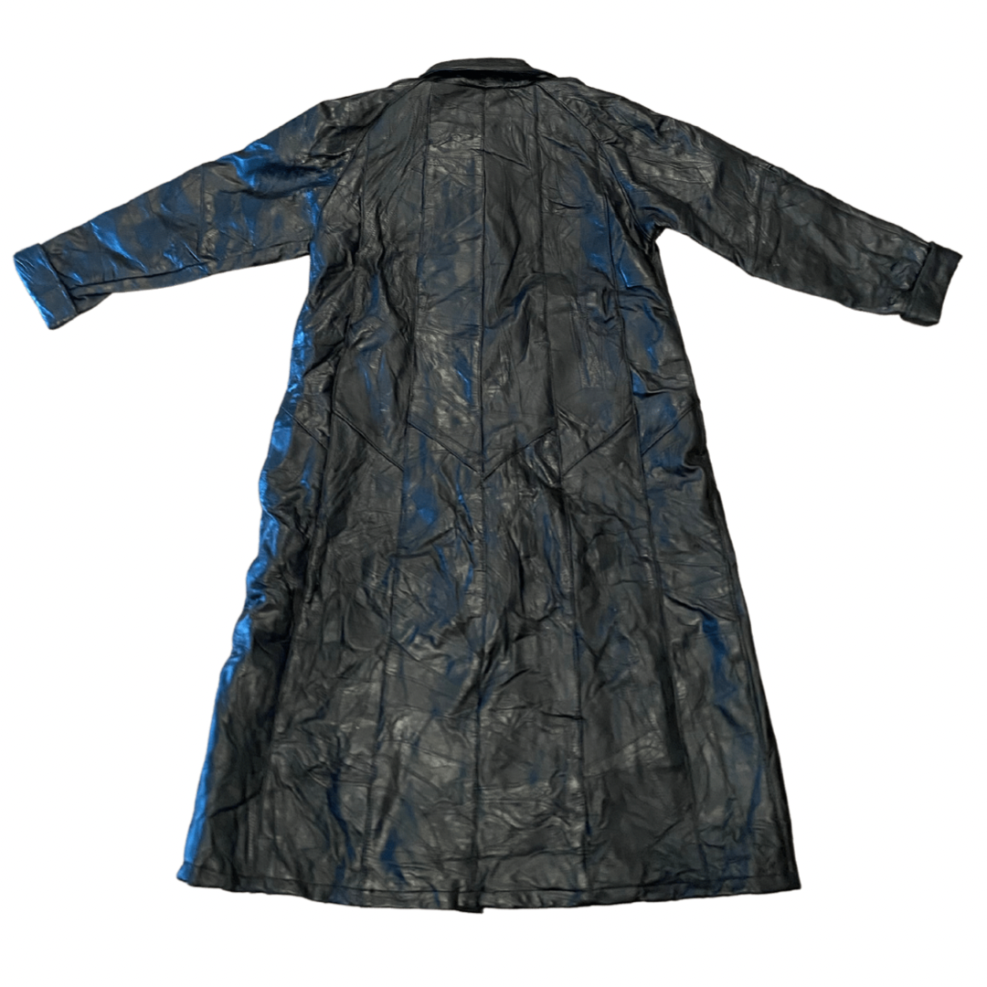 Black Leather Vintage Trench Coat