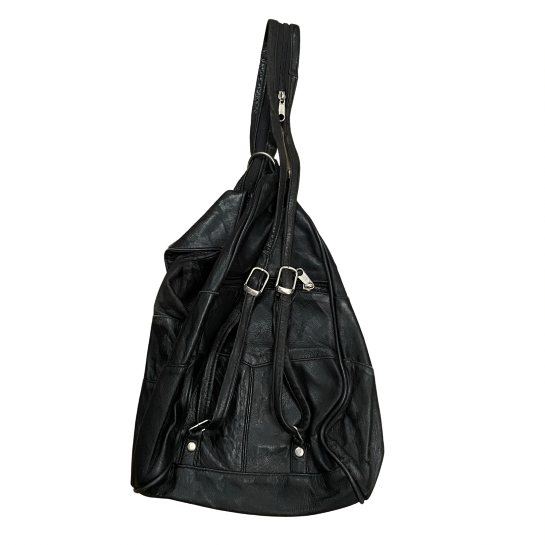 Black Leather Vintage Backpack