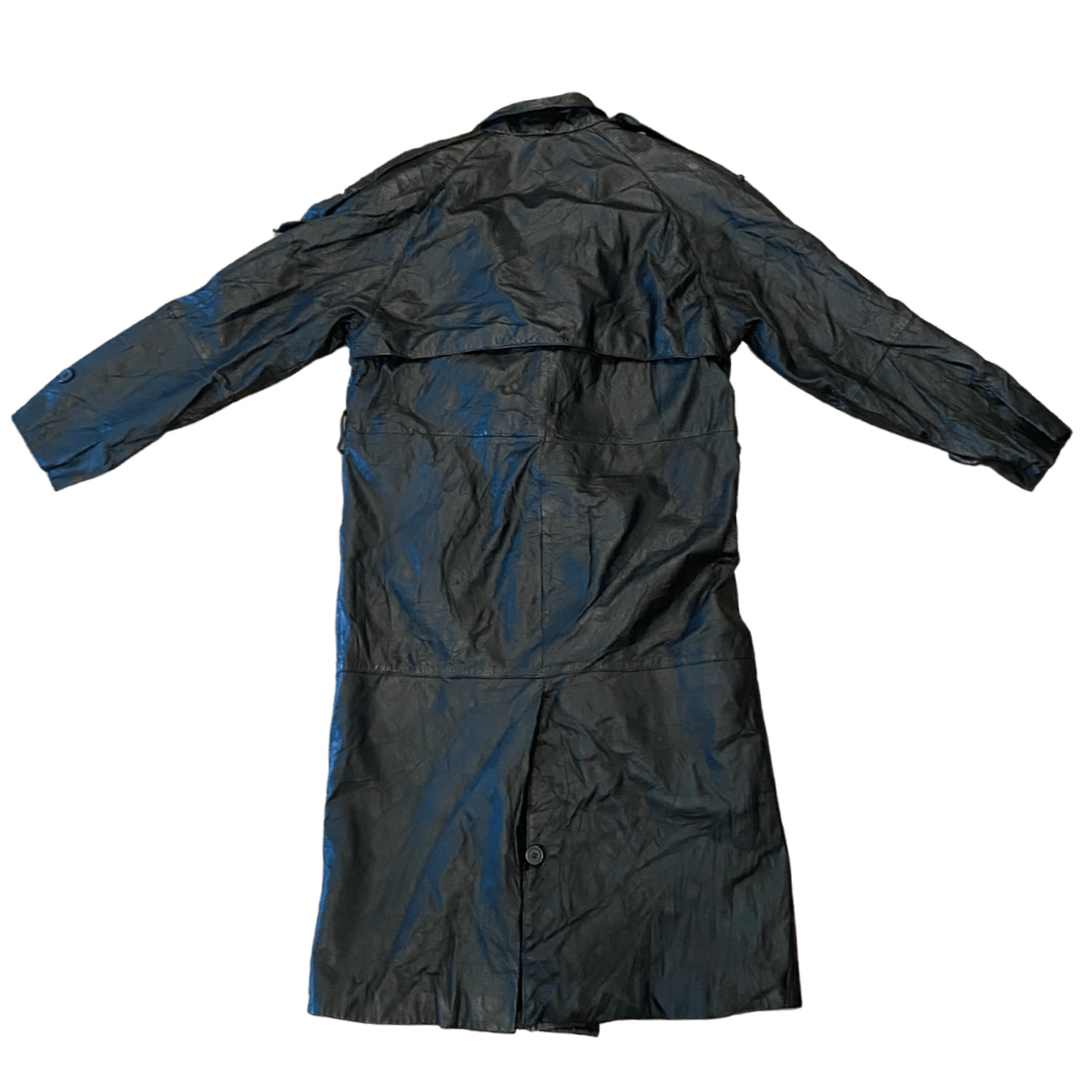 Black Leather Vintage Trench Coat