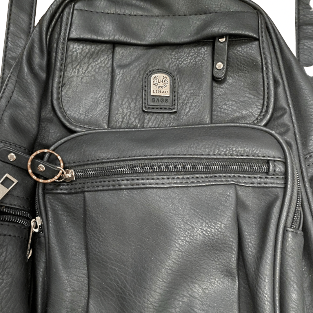 Black Leather Vintage Backpack
