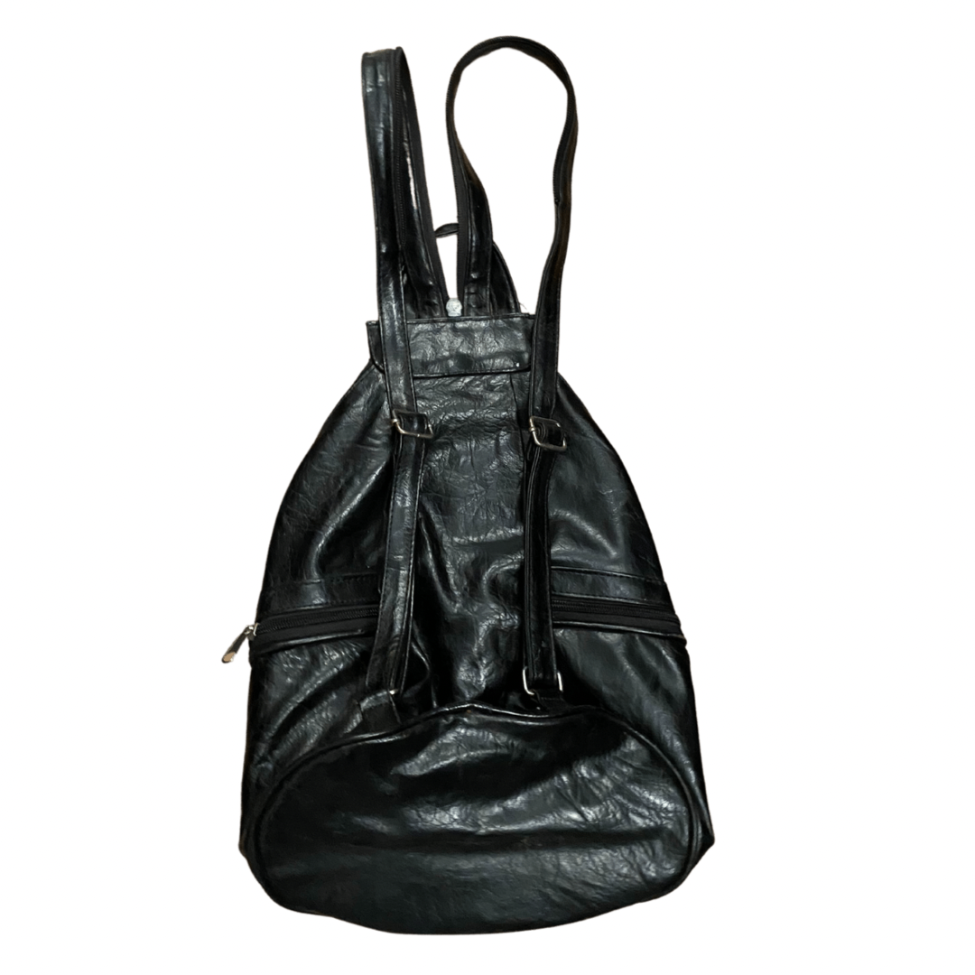 Small Black Leather Vintage Backpack