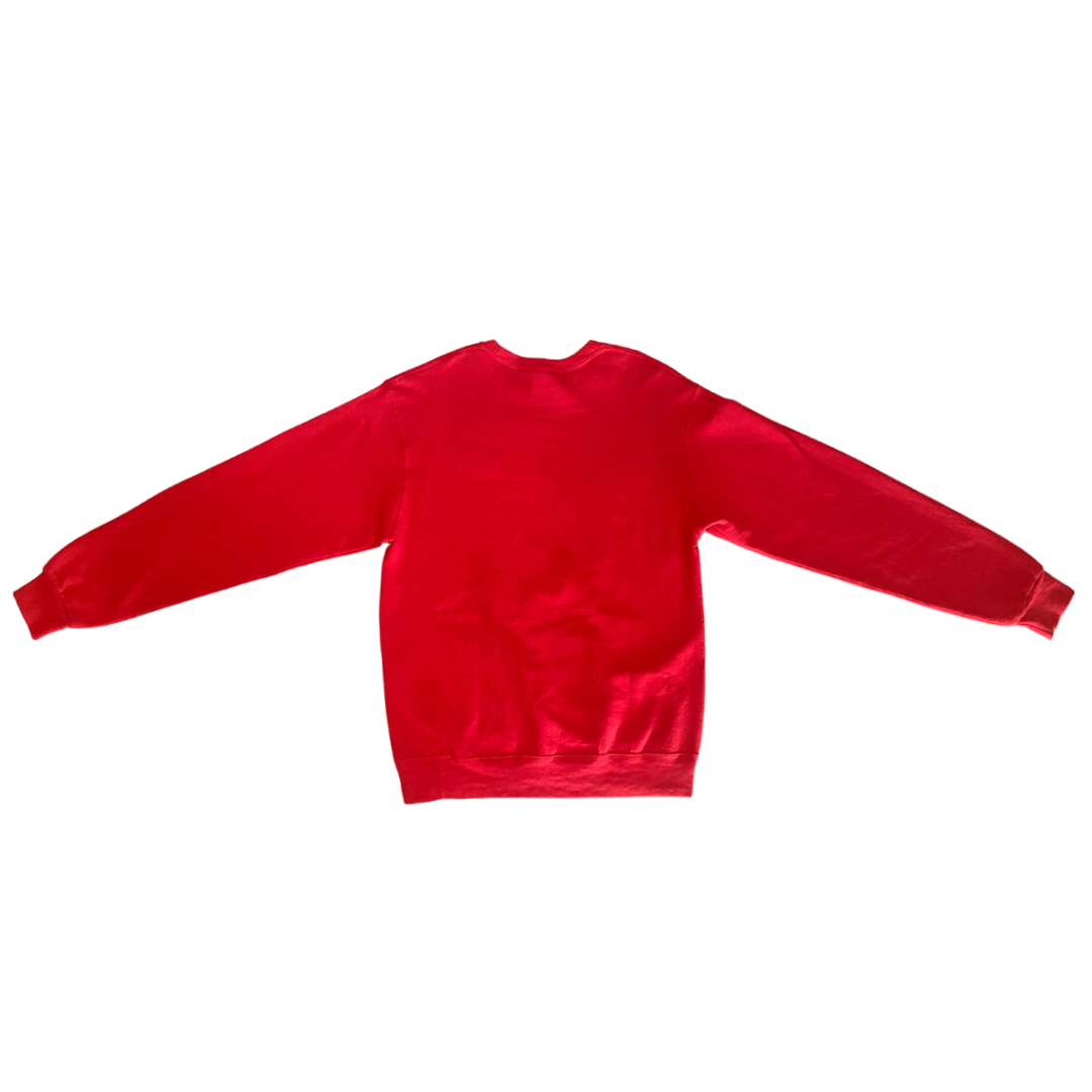 Red Vintage Crew Neck Jumper - L