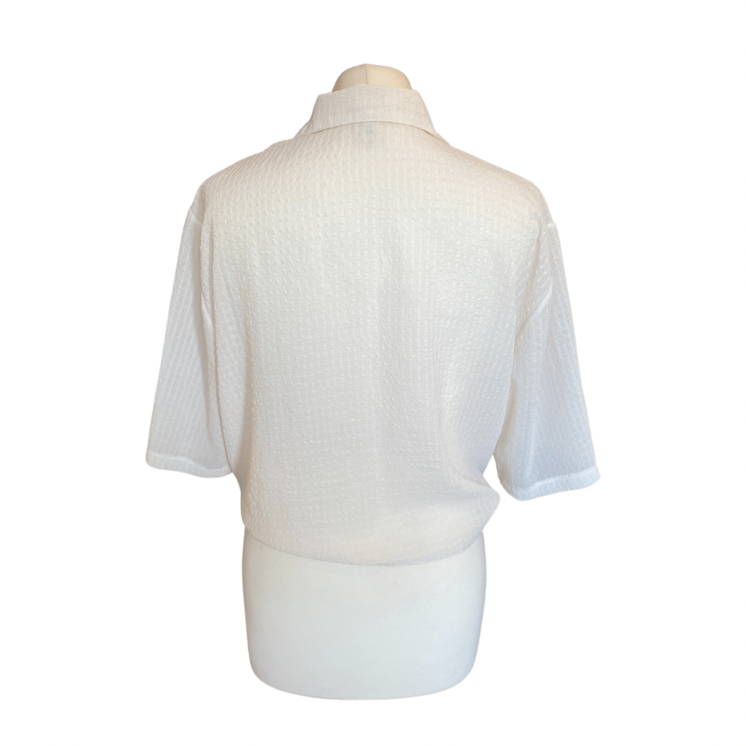 Cream Vintage Tie Up Chiffon Blouse