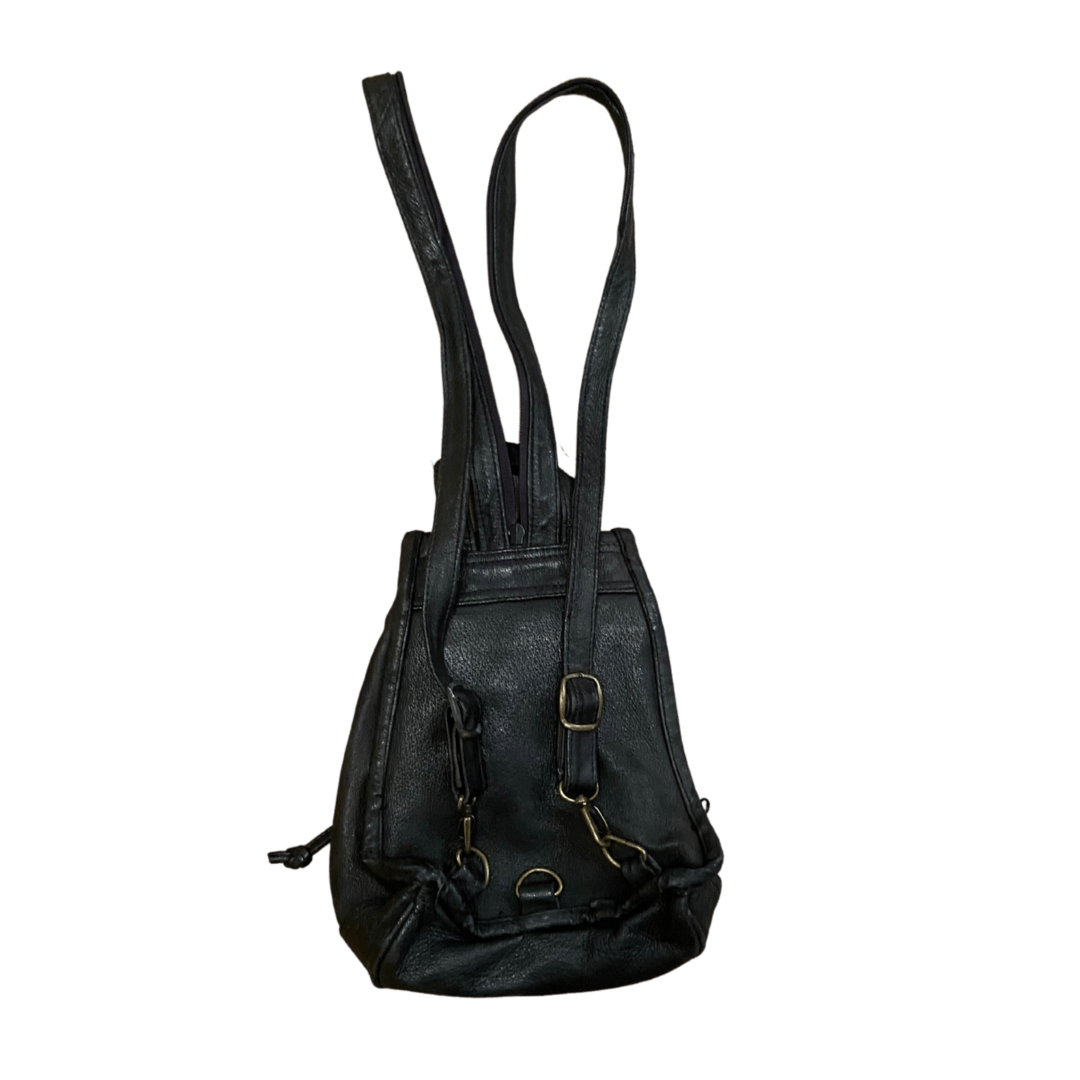 Small Black Leather Vintage Backpack