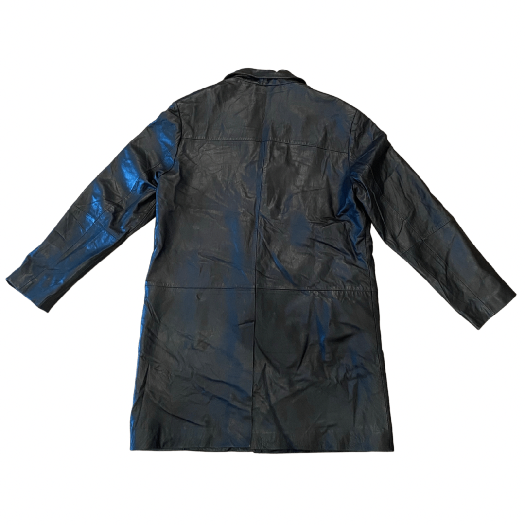 Black Leather Vintage Trench Coat