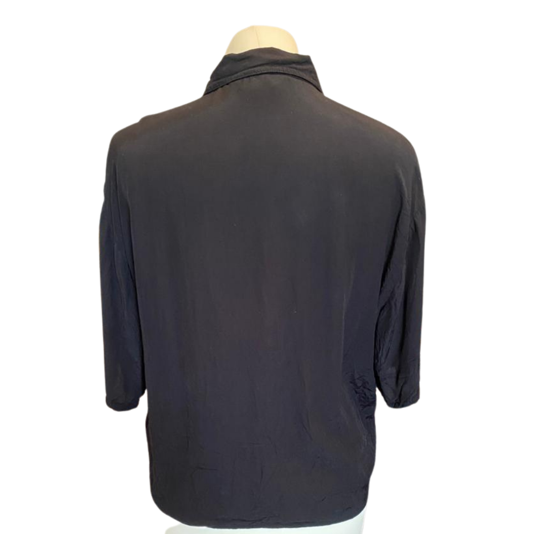 Black Vintage Tie Up Shirt