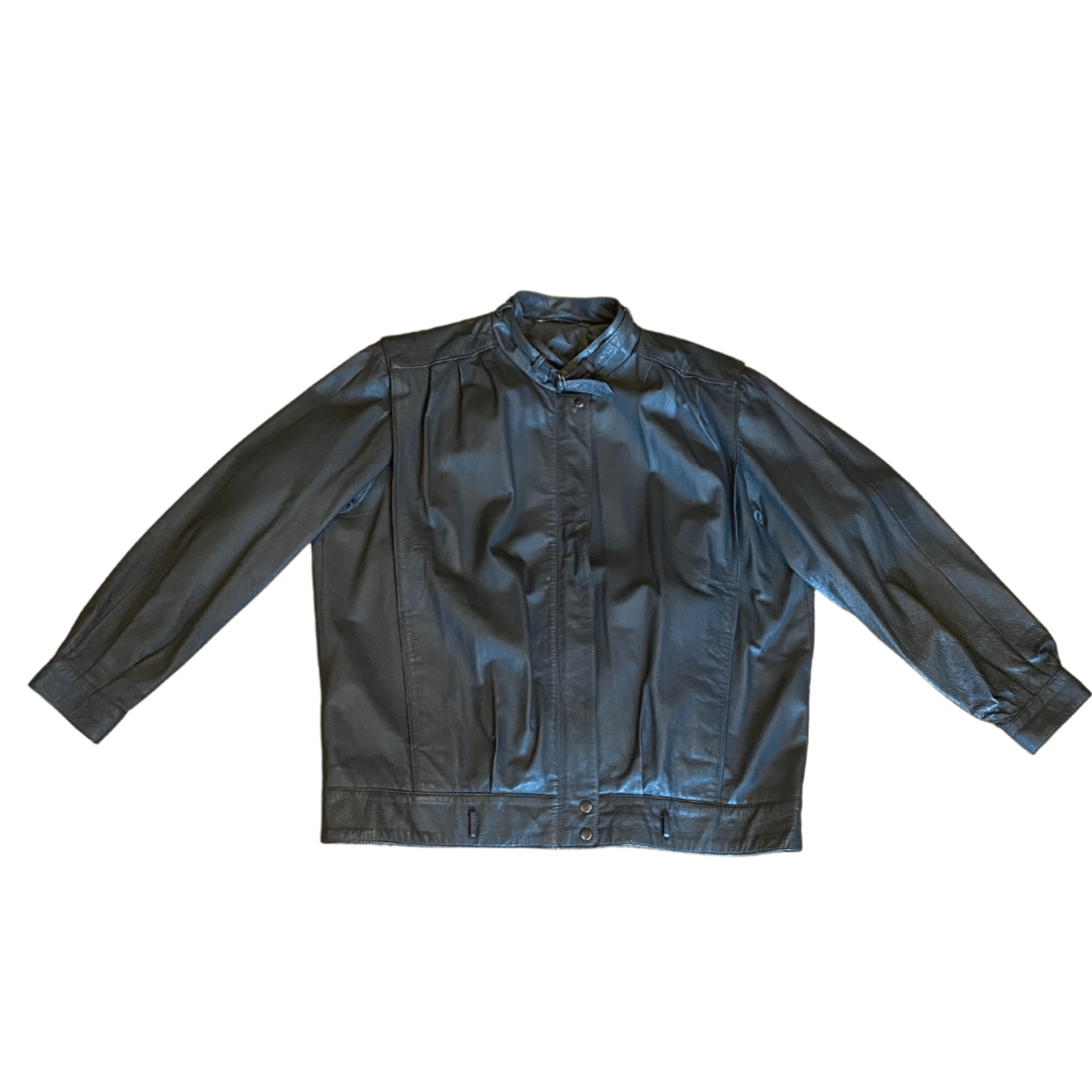 Grey Italian Leather Vintage Jacket