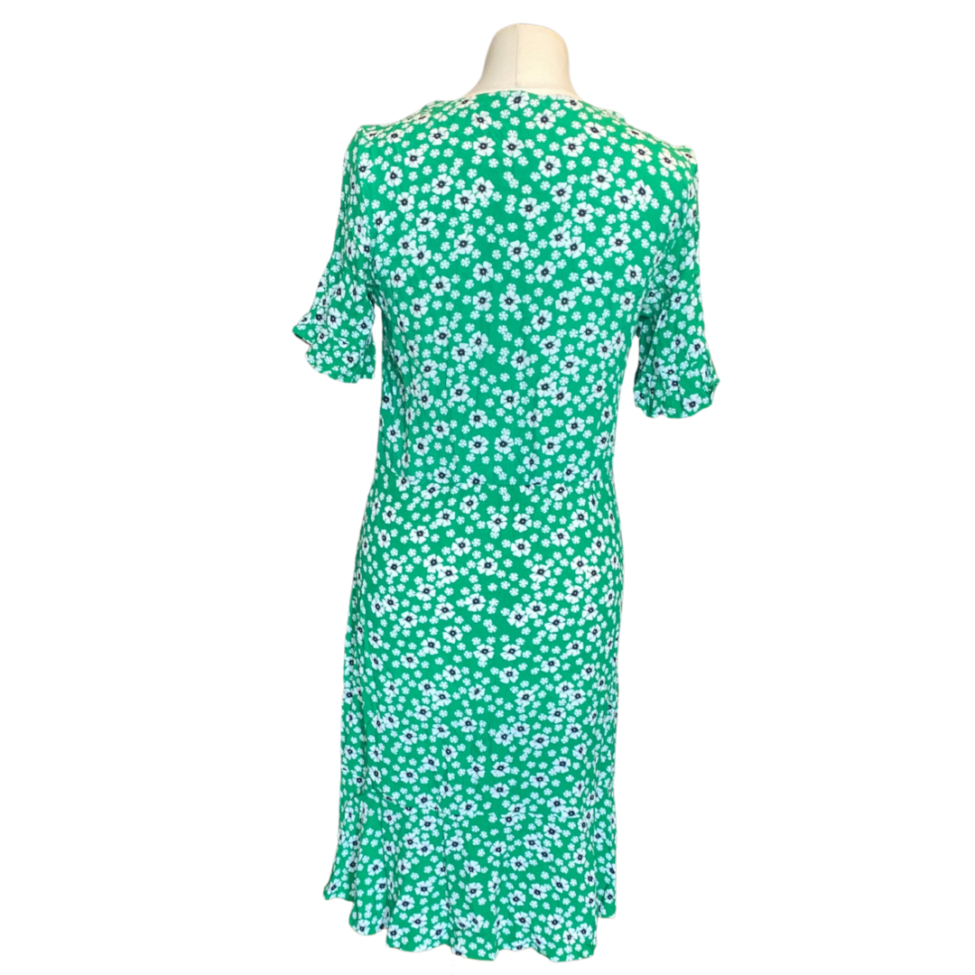 Green Floral Print Vintage Tea Dress