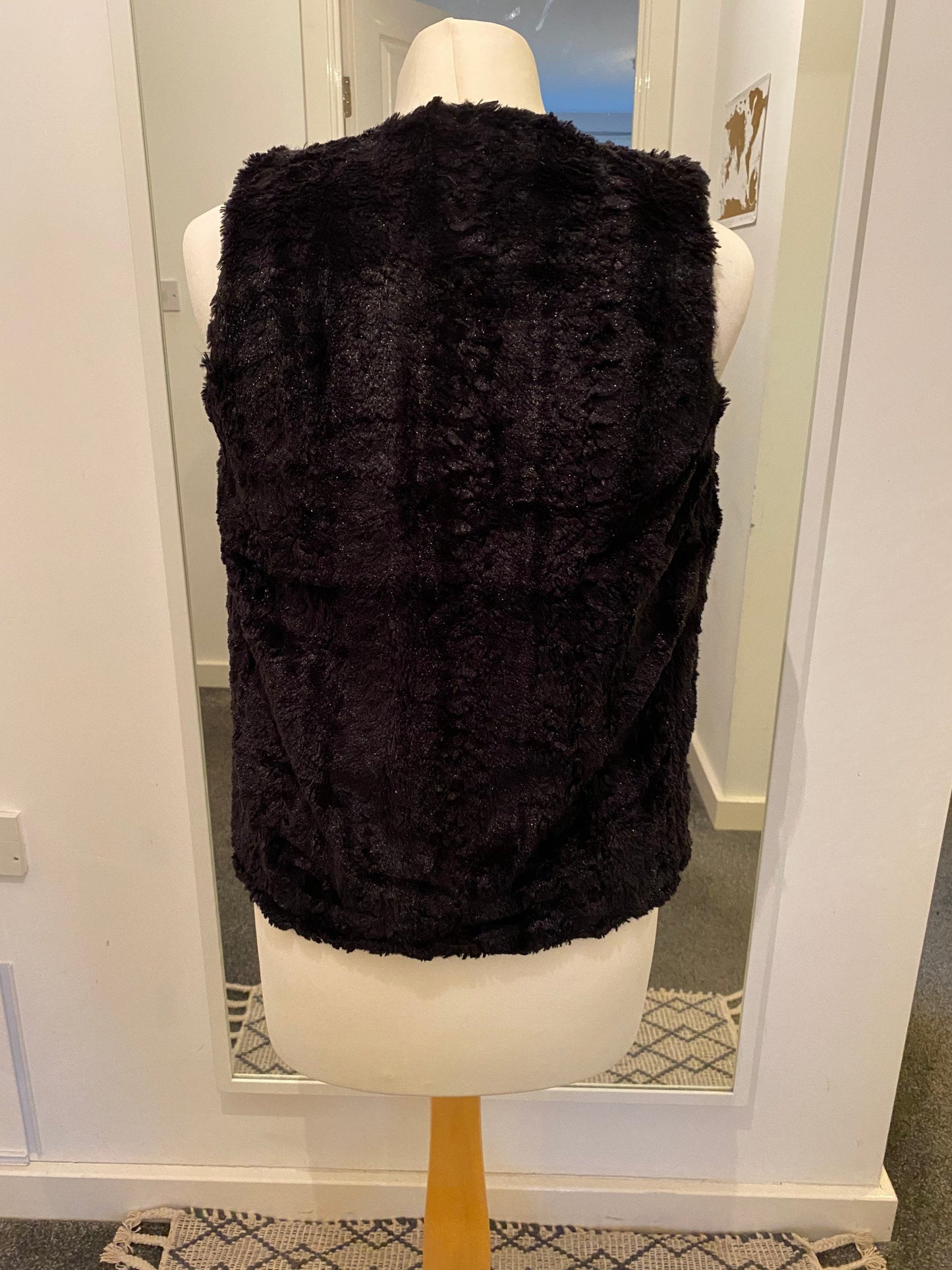 Black faux fur vintage gilet