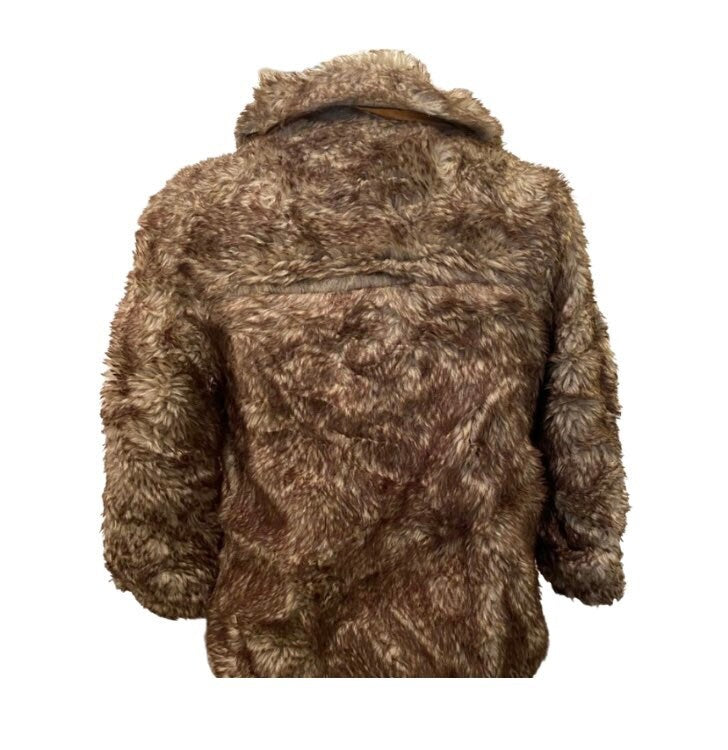 Beige cropped sleeve faux fur vintage jacket