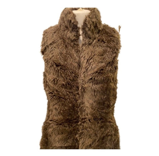 Beige faux fur vintage gilet
