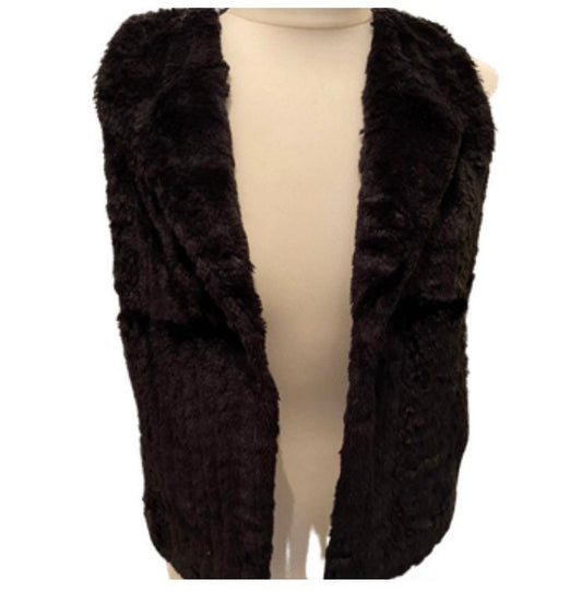 Black faux fur vintage gilet