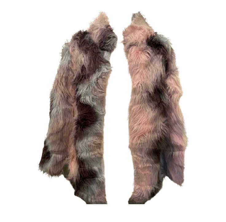 Pink Multi coloured faux fur vintage jacket