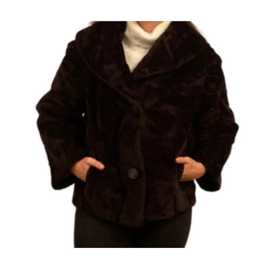 Dark brown faux fur vintage jacket