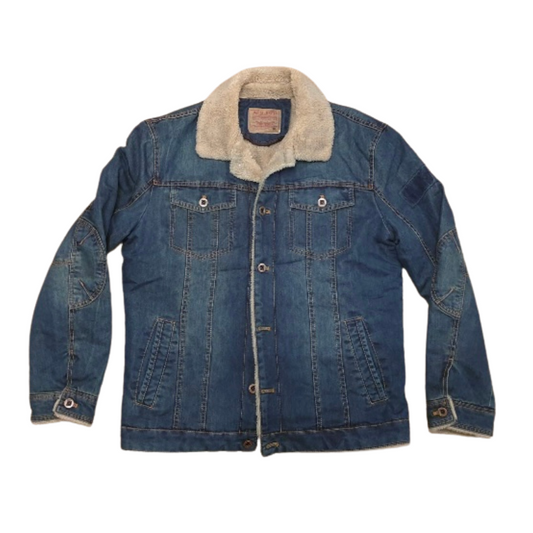 Blue Fleece Lined Vintage Denim Jacket