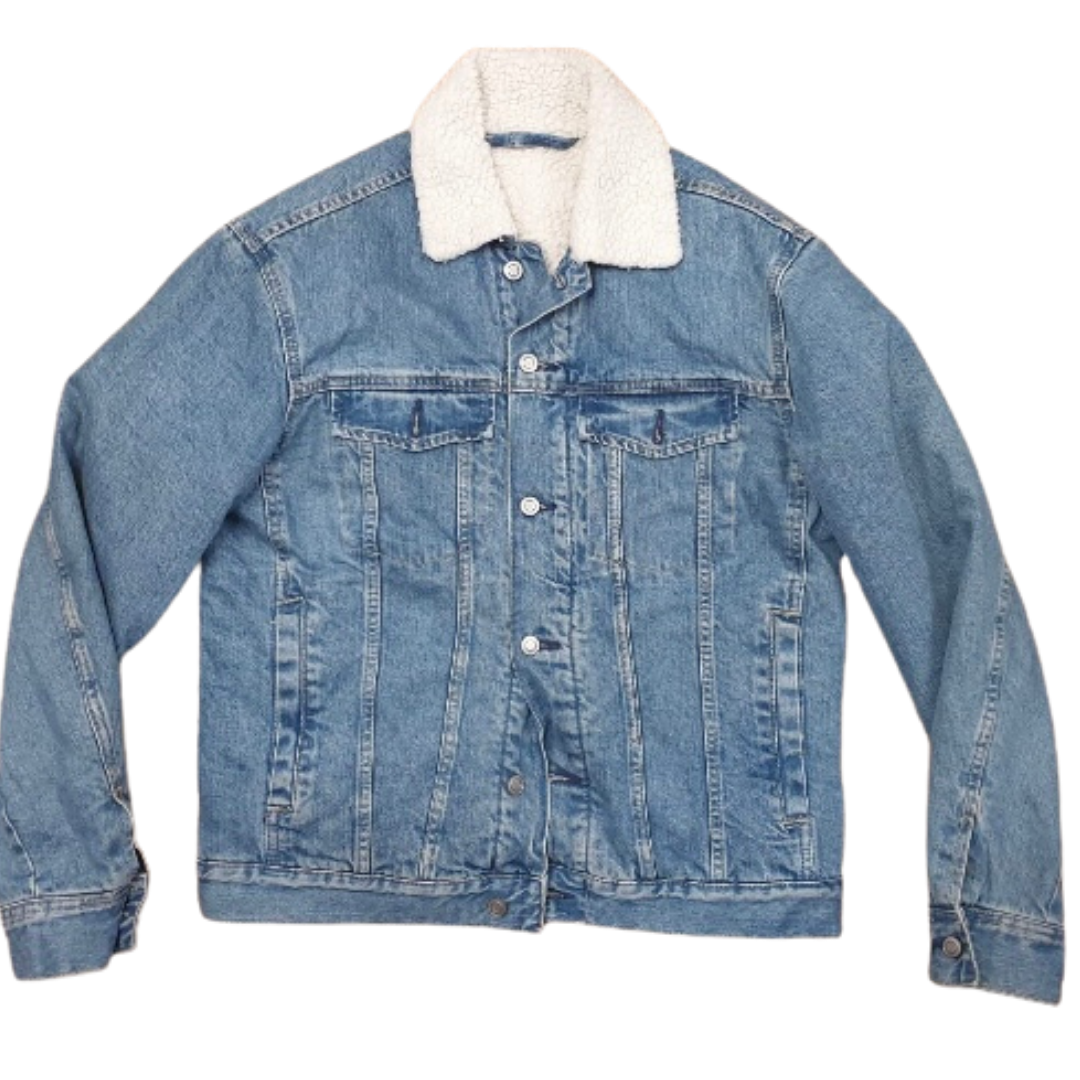 Blue Fleece Lined Vintage Denim Jacket