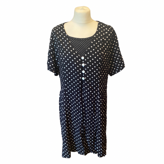 Black Polka Dot Vintage Smock Dress