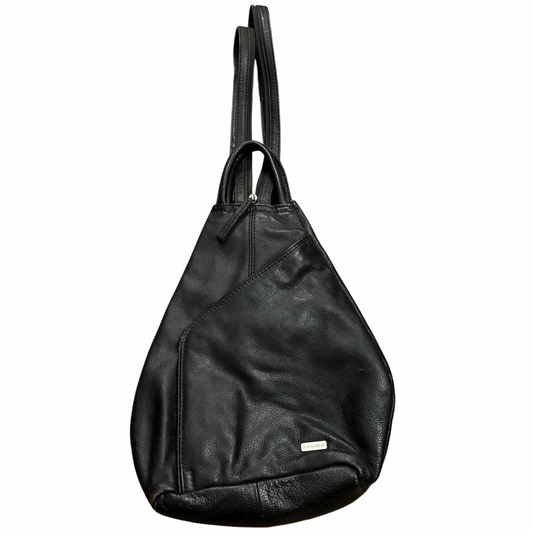 Small Black Leather Vintage Backpack