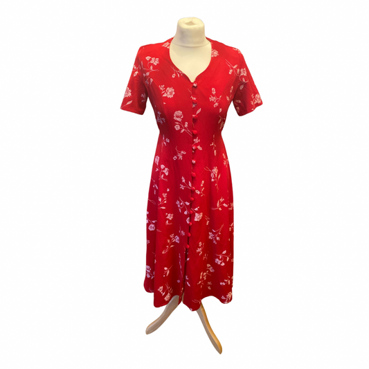 Red Print Vintage Wrap Dress