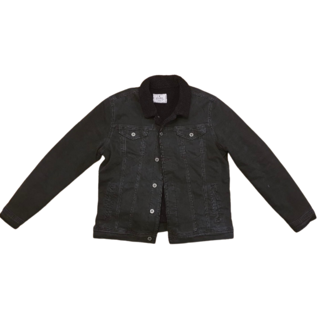 Black Fleece Lined Vintage Denim Jacket