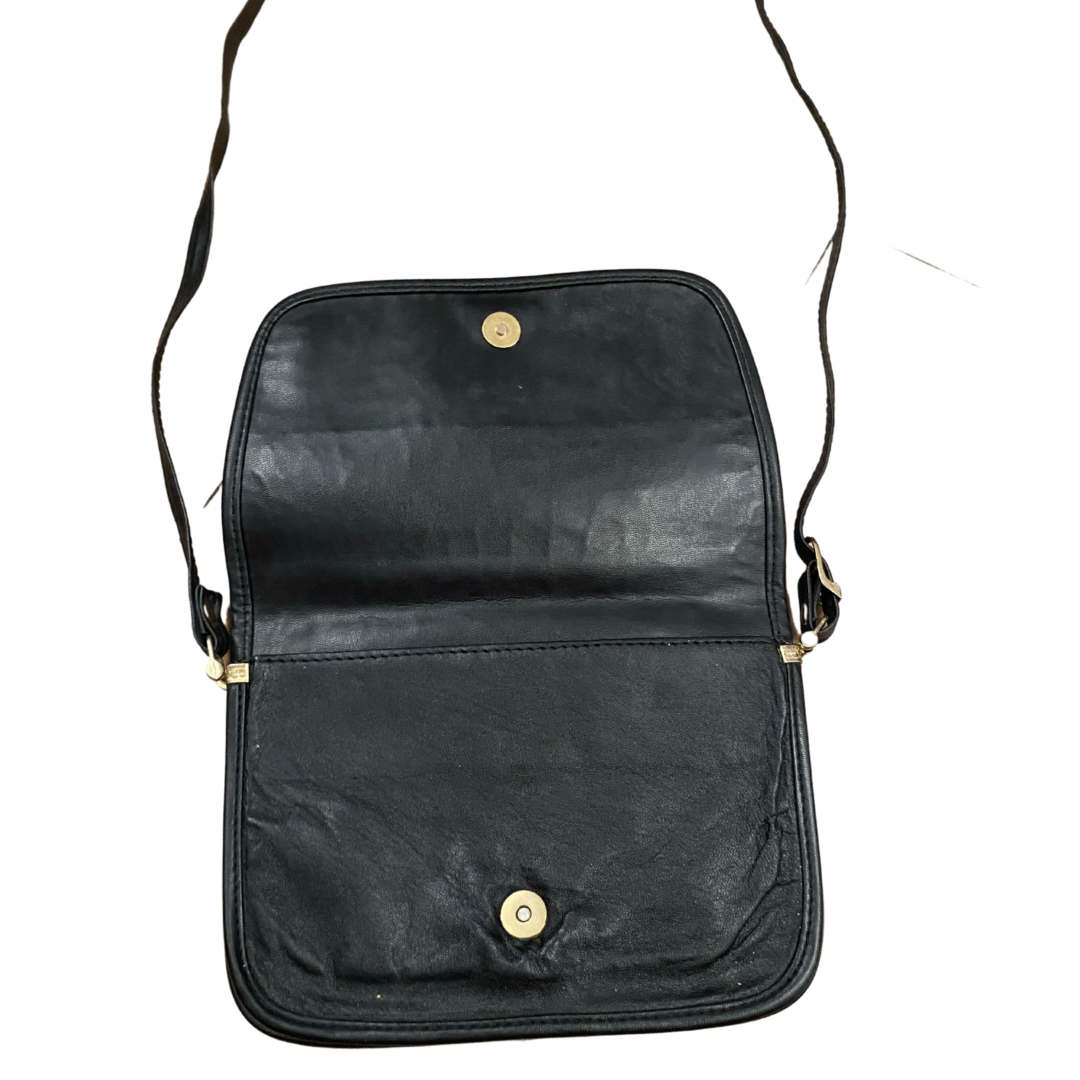 Black Leather Snake Print Vintage Shoulder Strap Handbag