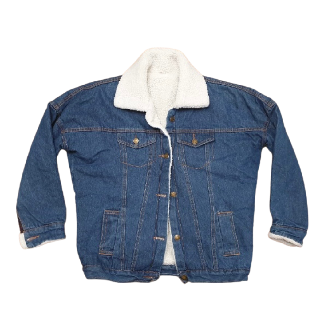 Oversized Blue Fleece Lined Vintage Denim Jacket