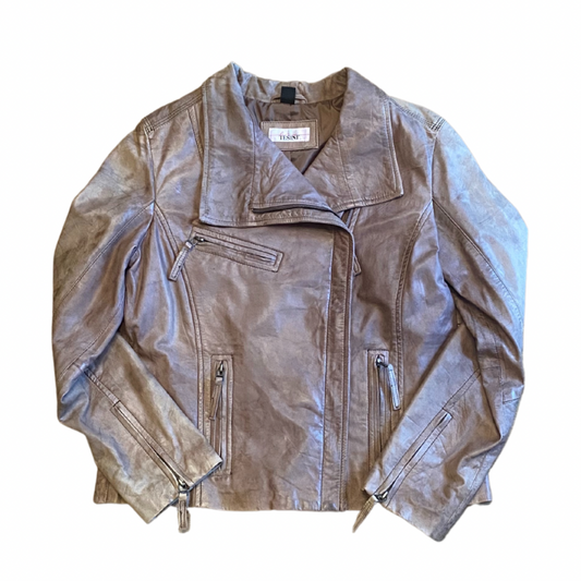 Light Beige Biker Style Italian Leather Vintage Jacket