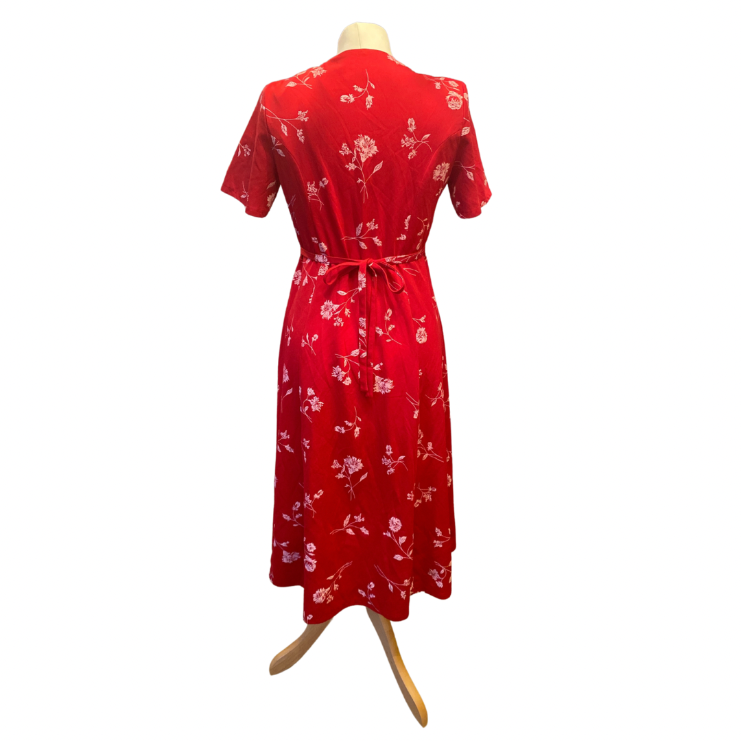 Red Print Vintage Wrap Dress