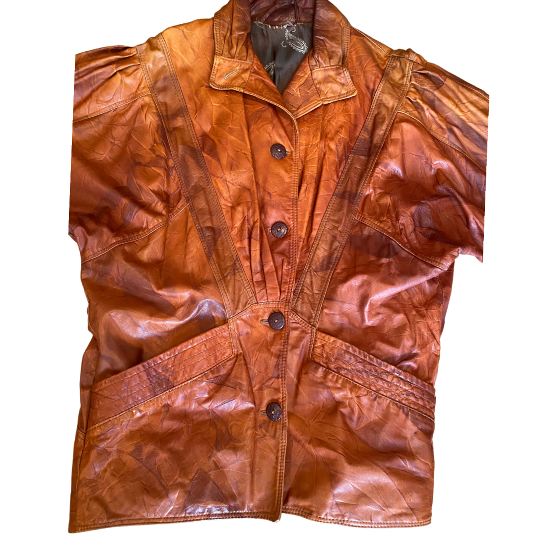 Brown Italian Leather Vintage Jacket