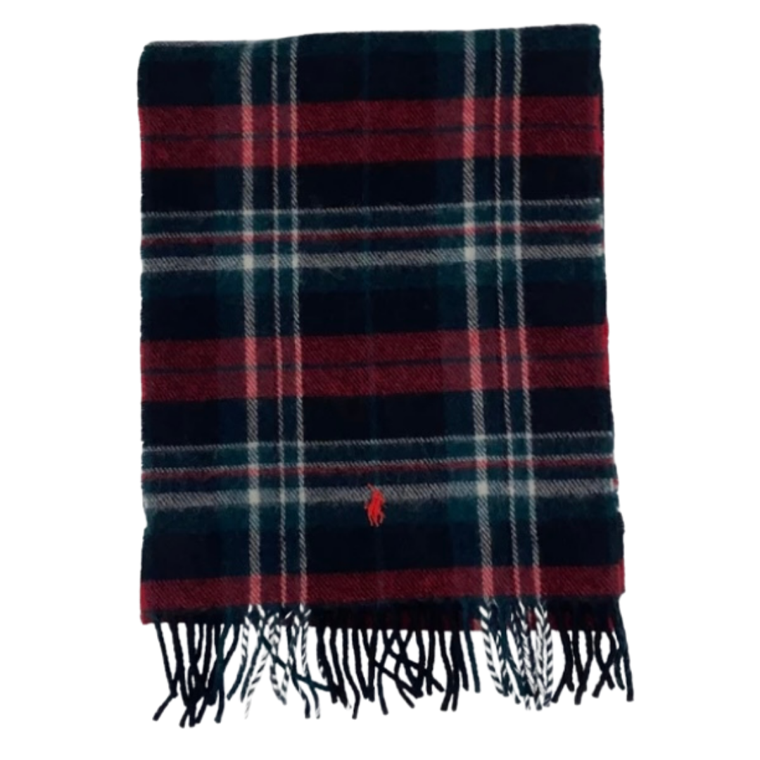 Red & Green checked Polo Ralph Lauren vintage lambs wool scarf