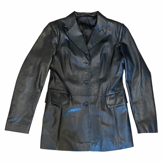 Black Blazer Style Italian Leather Vintage Jacket