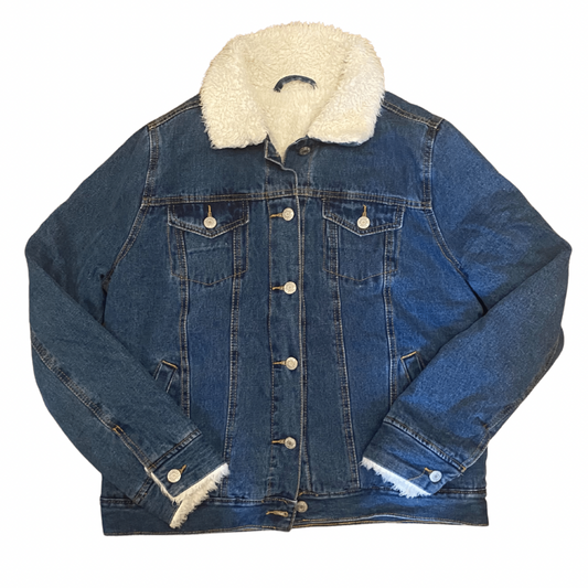 Blue Fleece Lined Vintage Denim Jacket