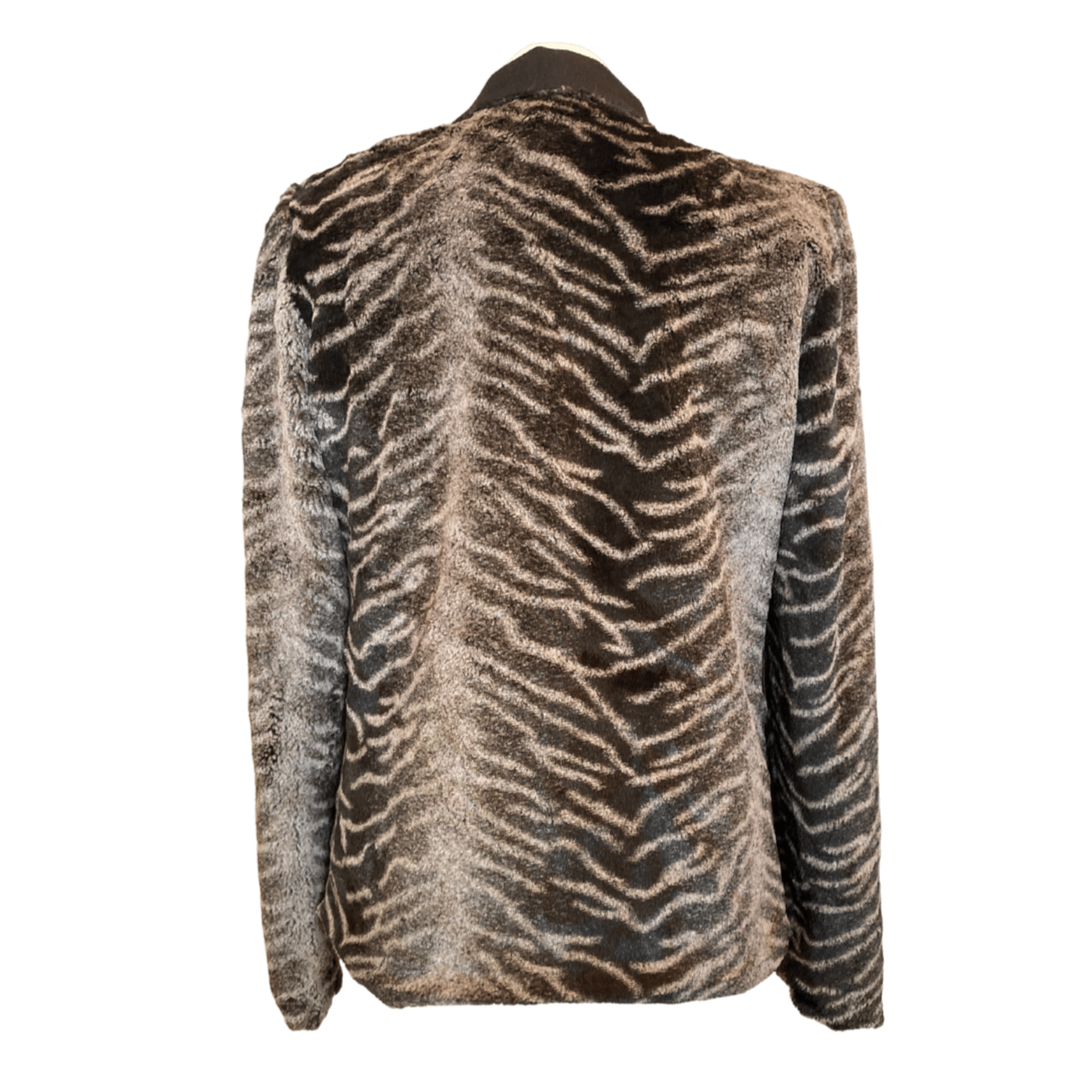 Brown Zebra Print Vintage Faux Fur Jacket