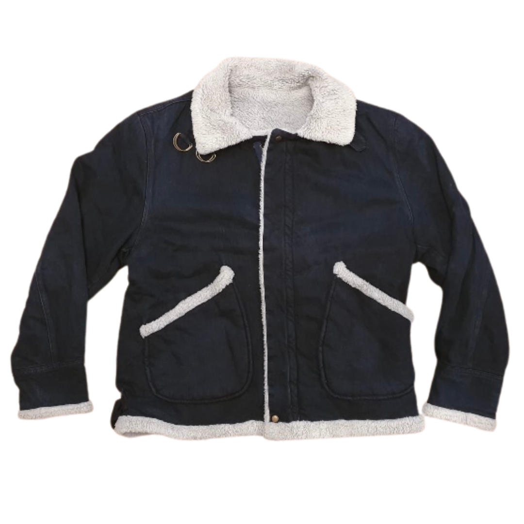 Black Fleece Lined Vintage Denim Jacket