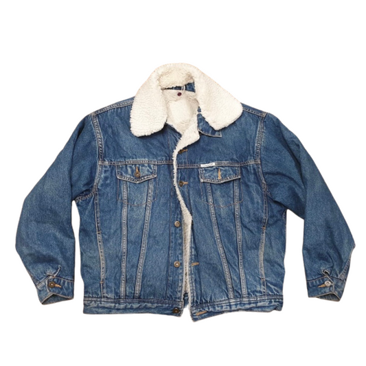 Blue Fleece Lined Vintage Denim Jacket