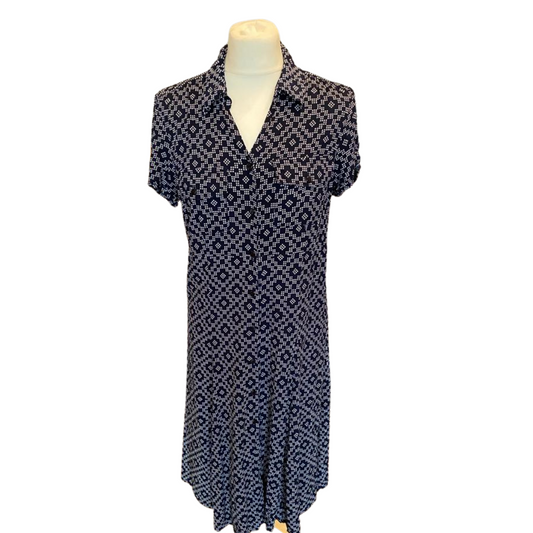 Navy Blue Pattern Vintage Shirt Dress