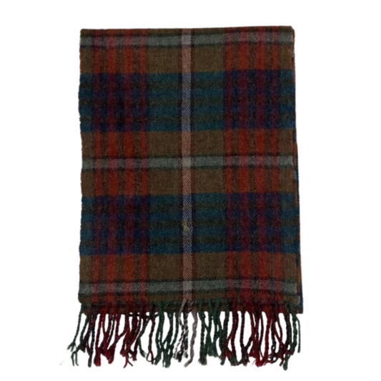 Red, Orange & Green checked Polo Ralph Lauren vintage lambs wool scarf