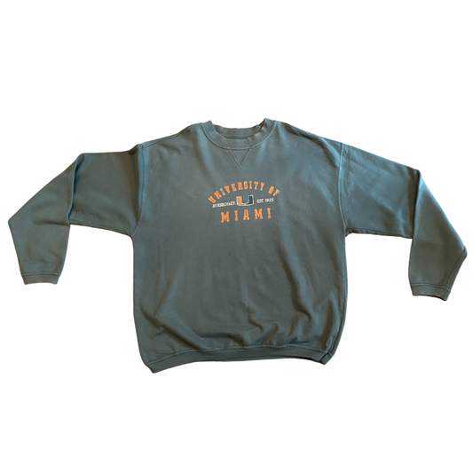 Green Vintage University of Miami Crew Neck Jumper