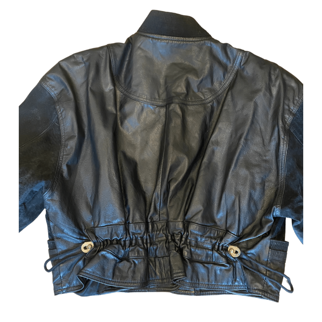 Blue Italian Leather Cropped Vintage Jacket