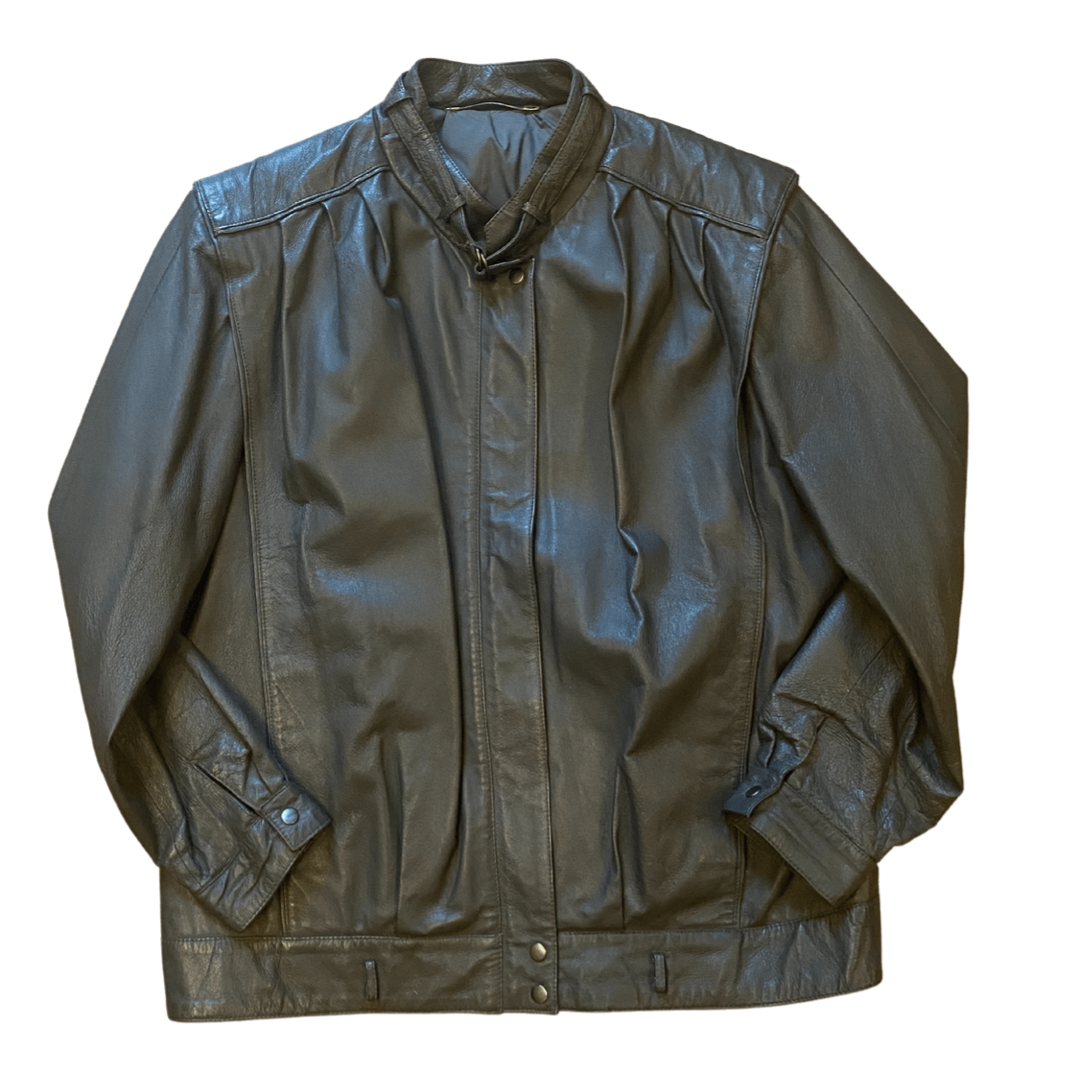 Grey Italian Leather Vintage Jacket