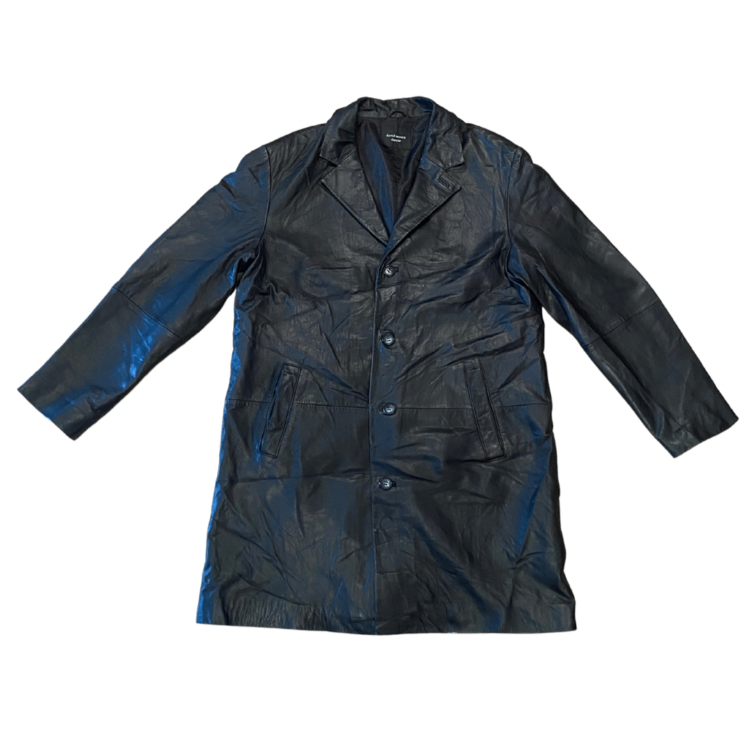 Black Leather Vintage Trench Coat