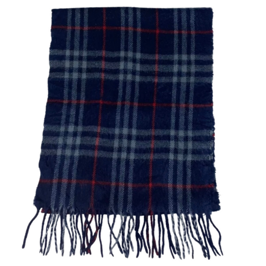 Cashmere blue checked vintage scarf